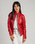 Giacca Donna Rossa in Pelle - Zara | Leather Trend