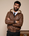 Teo - Bomber Uomo in Vera Pelle Effetto Shearling