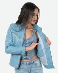 Giacca Biker Donna Celeste in Pelle - Kelly | Leather Trend
