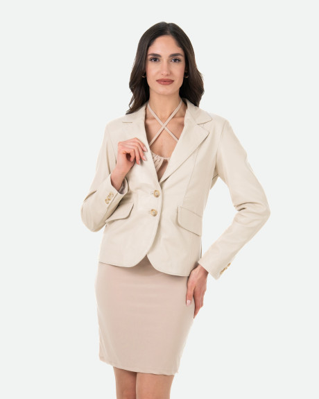 Women's Beige Leather Jacket - Classic 712 | Leather Trend