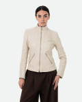 Giacca in Pelle Donna Beige - Zara | Leather Trend