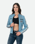 Biker in Pelle Tamponata Celeste – Raven | Leather Trend