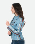 Light Blue Leather Biker Jacket – Raven | Leather Trend