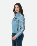 Light Blue Leather Biker Jacket – Raven | Leather Trend