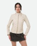 Women's Beige Leather Jacket - Violetta Bis | Leather Trend
