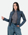 Women’s Blue Leather Biker Jacket - Kelly | Leather Trend