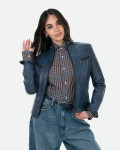 Women’s Blue Leather Biker Jacket - Kelly | Leather Trend