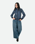 Women's Blue Leather Bomber Jacket - Cloe | Leather Trend