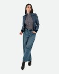 Bomber in Pelle da Donna Blu - Cloe | Leather Trend
