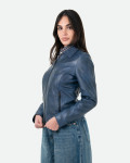 Giacca in Pelle da Donna Blu - Eva | Leather Trend