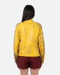 Biker in Pelle Tamponata Giallo – Raven | Leather Trend
