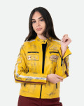 Biker in Pelle Tamponata Giallo – Raven | Leather Trend