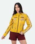 Yellow Buffed Leather Biker Jacket – Raven | Leather Trend