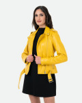 Chiodo in Pelle Donna Giallo – Emma | Leather Trend