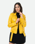 Women's Yellow Leather Perfecto – Emma | Leather Trend