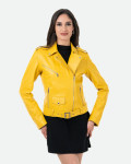 Chiodo in Pelle Donna Giallo – Emma | Leather Trend