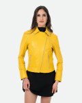 Chiodo in Pelle Donna Giallo - Giselle | Leather Trend