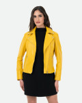 Chiodo in Pelle Donna Giallo - Giselle | Leather Trend