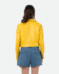 Chiodo in Pelle da Donna Giallo - Chiodino Bis | Leather Trend