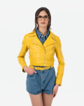 Women's Yellow Leather Perfecto - Chiodino Bis | Leather Trend