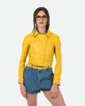 Chiodo in Pelle da Donna Giallo - Chiodino Bis | Leather Trend