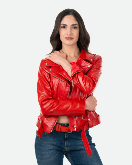 Chiodo Giallo Rosso in Pelle – Celina | Leather Trend 2