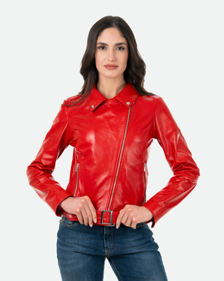 Women's Red Perfecto Leather Jacket | Leather Trend 2