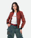 Bomber Donna Bordeaux in Pelle - Malesia | Leather Trend
