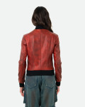 Women's Bordeaux Leather Bomber Jacket - Malesia | Leather Trend