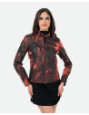 Red Leather Jacket with Scretched Effect - Violetta Bis | Leather Trend