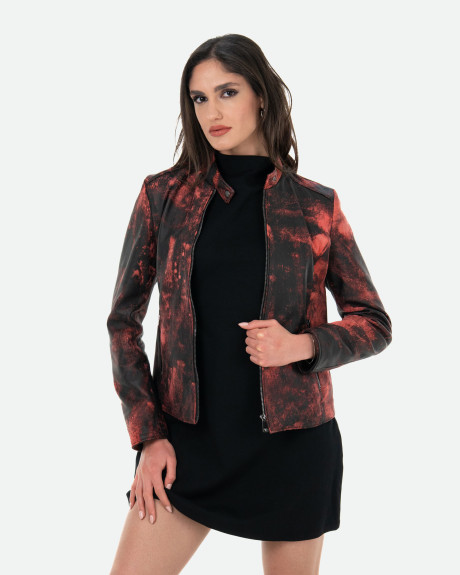 Giacca in Pelle Effetto Graffiato Rossa - Violetta Bis | Leather Trend 2
