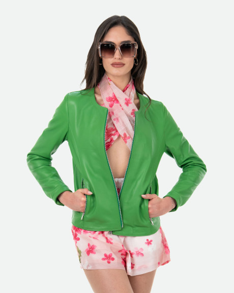 Giacca Donna Verde in Pelle – Viola | Leather Trend 2