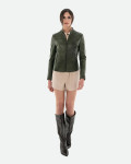Women's Dark Green Leather Jacket - Violetta Bis | Leather Trend