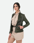 Women's Dark Green Leather Jacket - Violetta Bis | Leather Trend