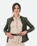 Women's Dark Green Leather Jacket - Violetta Bis | Leather Trend