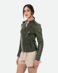 Women's Dark Green Leather Jacket - Violetta Bis | Leather Trend