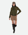 Women's Dark Green Suede Bomber Jacket – Polo Bis | Leather Trend