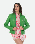 Women’s Green Leather Biker Jacket - Kelly | Leather Trend