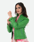 Women’s Green Leather Biker Jacket - Kelly | Leather Trend