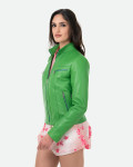 Biker in Pelle da Donna Verde - Kelly | Leather Trend