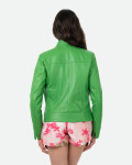 Women’s Green Leather Biker Jacket - Kelly | Leather Trend