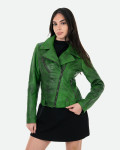 Green Crocodile Effect Perfecto Leather Jacket | Leather Trend