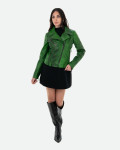 Green Crocodile Effect Perfecto Leather Jacket | Leather Trend