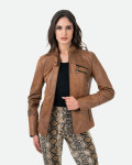 Women's Light Brown Leather Jacket - Michelina | Leather Trend