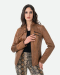 Women's Light Brown Leather Jacket - Michelina | Leather Trend