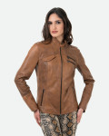 Women's Light Brown Leather Jacket - Michelina | Leather Trend