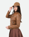 Women’s Light Brown Leather Biker Jacket - Kelly | Leather Trend