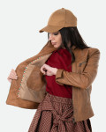 Women’s Light Brown Leather Biker Jacket - Kelly | Leather Trend