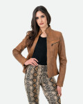 Women’s Light Brown Leather Biker Jacket - Kelly | Leather Trend