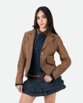 Women's Light Brown Leather Jacket - Classic 712 | Leather Trend